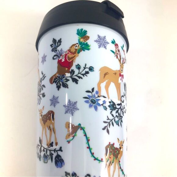 Vera Bradley Winter Wonderland Woodland Animal Flip Top To Go Travel Tumbler - Picture 5 of 16